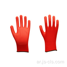 PU Series Red Polyester Lining Palm Mater Gloves